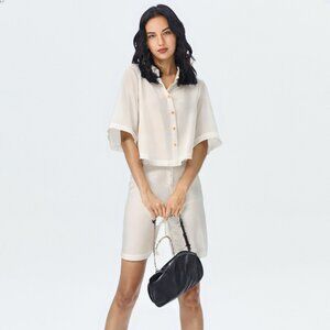 Wilfred White Short Sleeve Blouse – Collared, Button Down, Boxy Fit